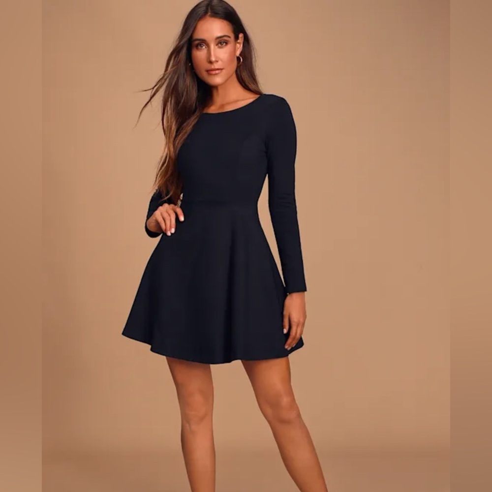 Lulus Forever Chic Black Long Sleeve Dress size XL NWOT